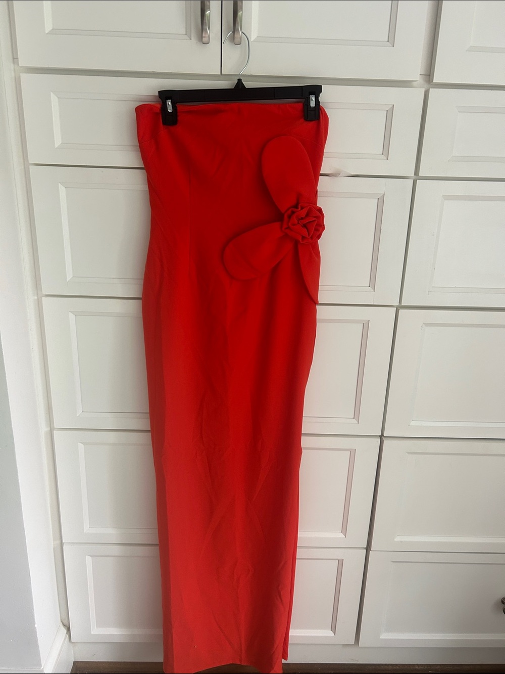 Strapless Maxi Dress with Flower 3D embellishment